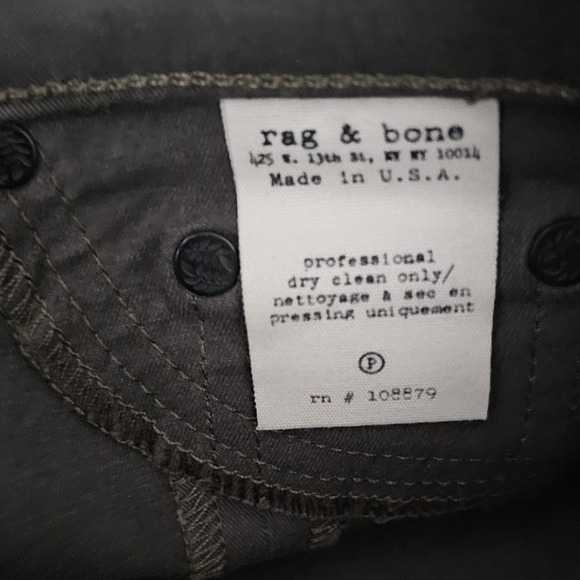 rag & bone Halifax Leather-Panel Moto Jeans Size 26 Army Military Green New NWOT - Picture 6 of 10